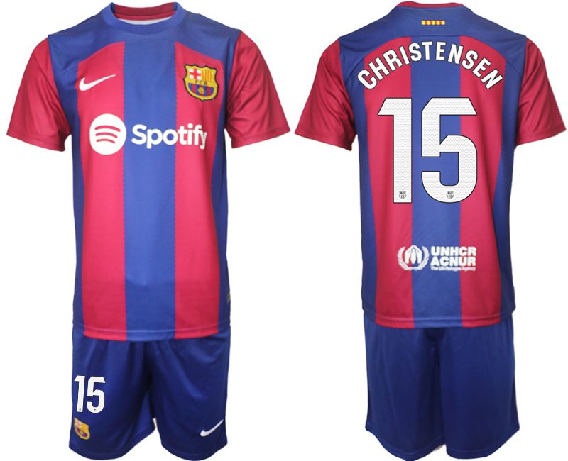Men 2023-2024 Club Barcelona home red #15 Soccer Jersey